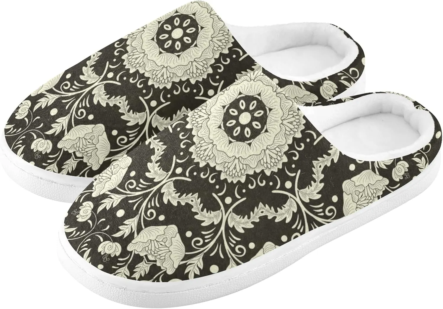 Unisex Memory Foam House Slippers Non-Skid Soft Warm Sole Coral Fleece Slip-on Closed Toe Hand Free Shoes for Bedroom Travel 6-17