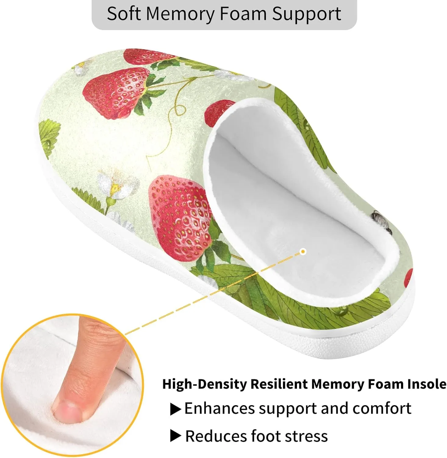 Unisex Memory Foam House Slippers Non-Skid Soft Warm Sole Coral Fleece Slip-on Closed Toe Hand Free Shoes for Bedroom Travel 6-17