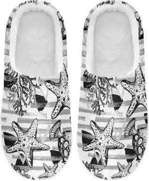 Unisex Memory Foam House Slippers Non-Skid Soft Warm Sole Coral Fleece Slip-on Closed Toe Hand Free Shoes for Bedroom Travel 6-17