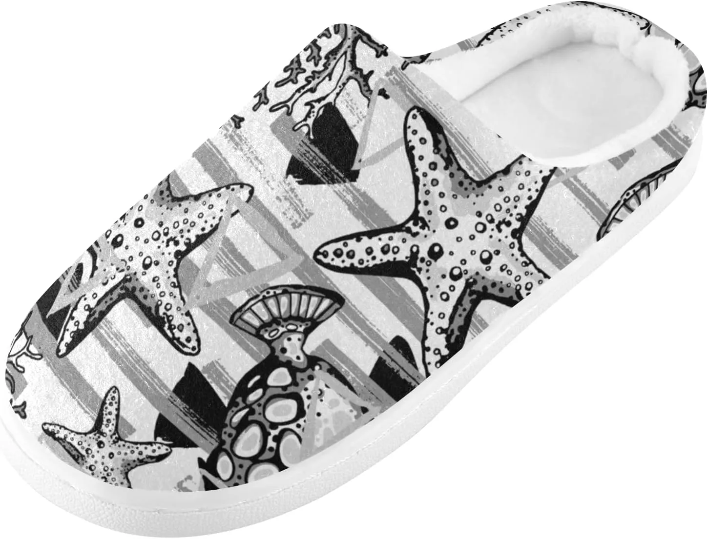 Unisex Memory Foam House Slippers Non-Skid Soft Warm Sole Coral Fleece Slip-on Closed Toe Hand Free Shoes for Bedroom Travel 6-17