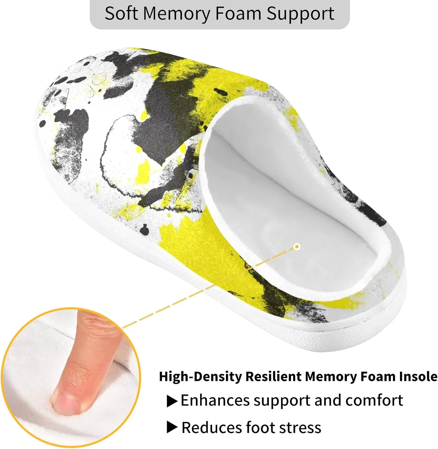Unisex Memory Foam House Slippers Non-Skid Soft Warm Sole Coral Fleece Slip-on Closed Toe Hand Free Shoes for Bedroom Travel 6-17