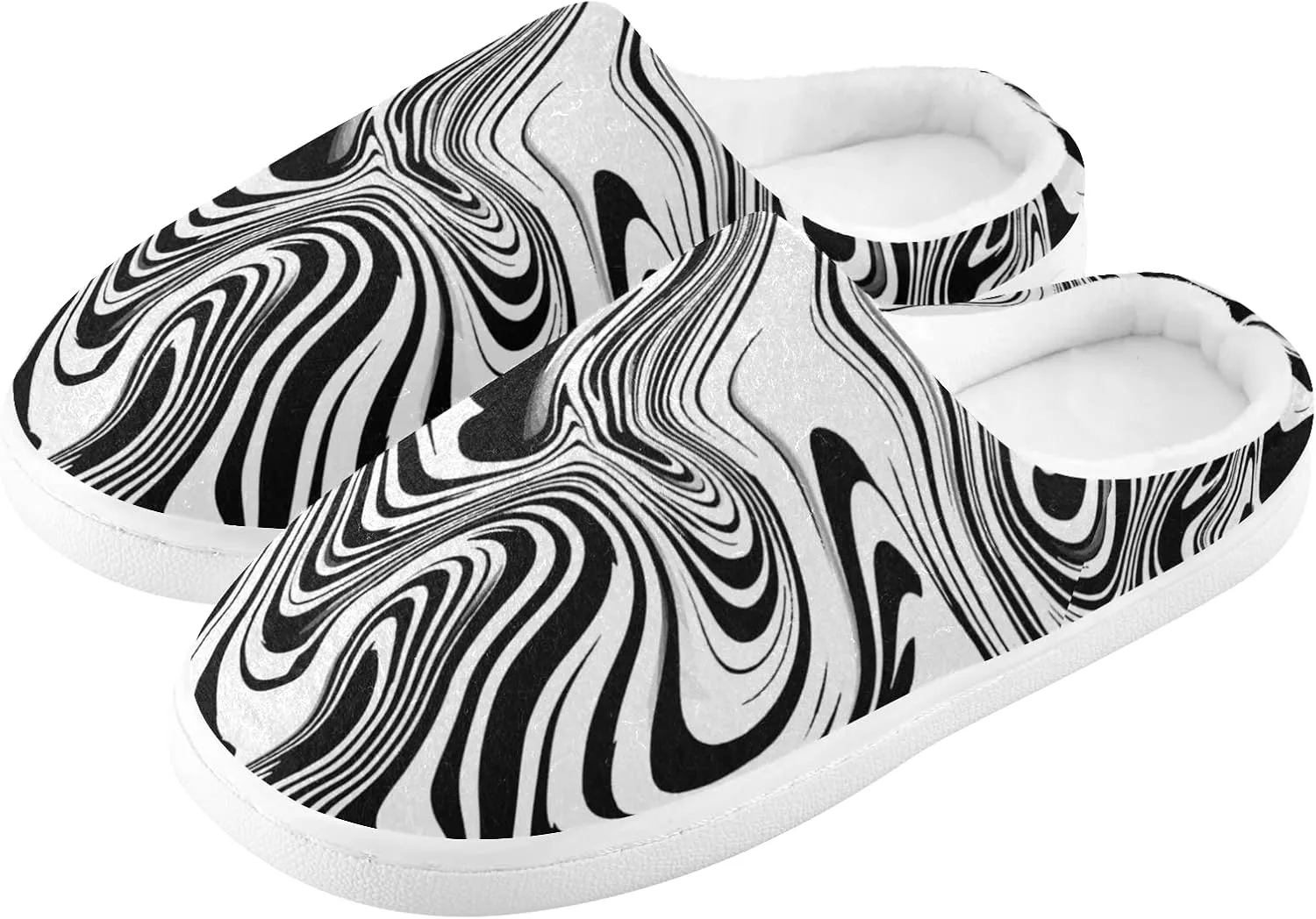 Unisex Memory Foam House Slippers Non-Skid Soft Warm Sole Coral Fleece Slip-on Closed Toe Hand Free Shoes for Bedroom Travel 6-17