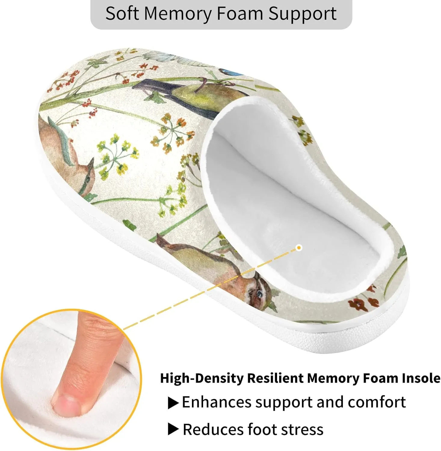 Unisex Memory Foam House Slippers Non-Skid Soft Warm Sole Coral Fleece Slip-on Closed Toe Hand Free Shoes for Bedroom Travel 6-17