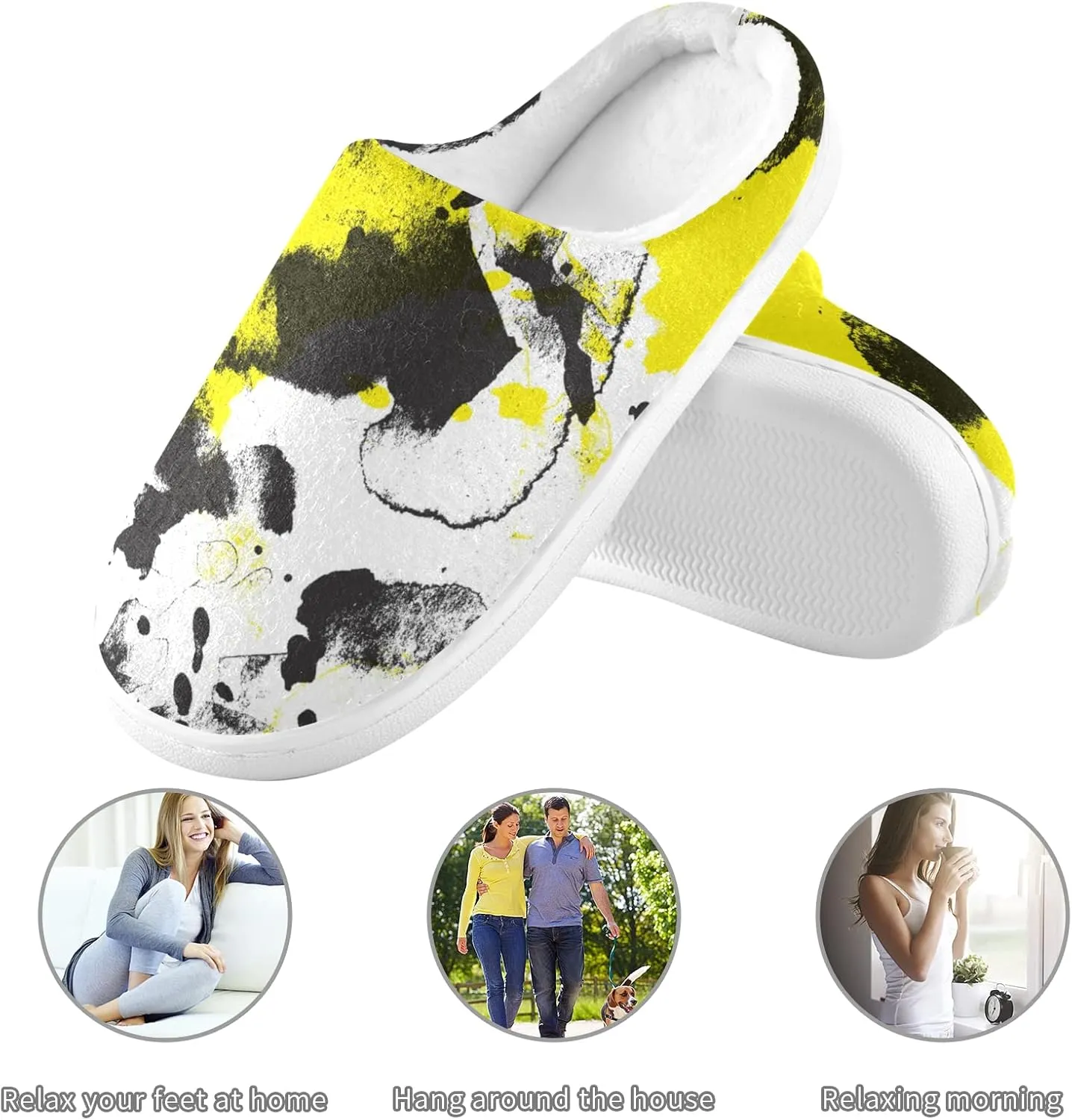 Unisex Memory Foam House Slippers Non-Skid Soft Warm Sole Coral Fleece Slip-on Closed Toe Hand Free Shoes for Bedroom Travel 6-17