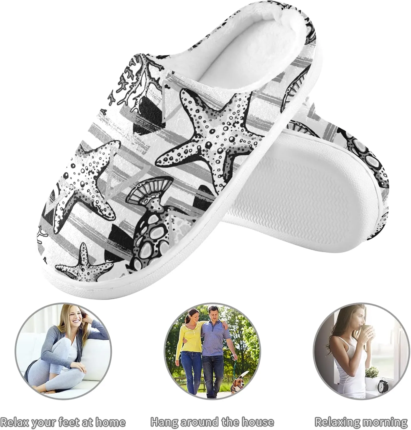 Unisex Memory Foam House Slippers Non-Skid Soft Warm Sole Coral Fleece Slip-on Closed Toe Hand Free Shoes for Bedroom Travel 6-17