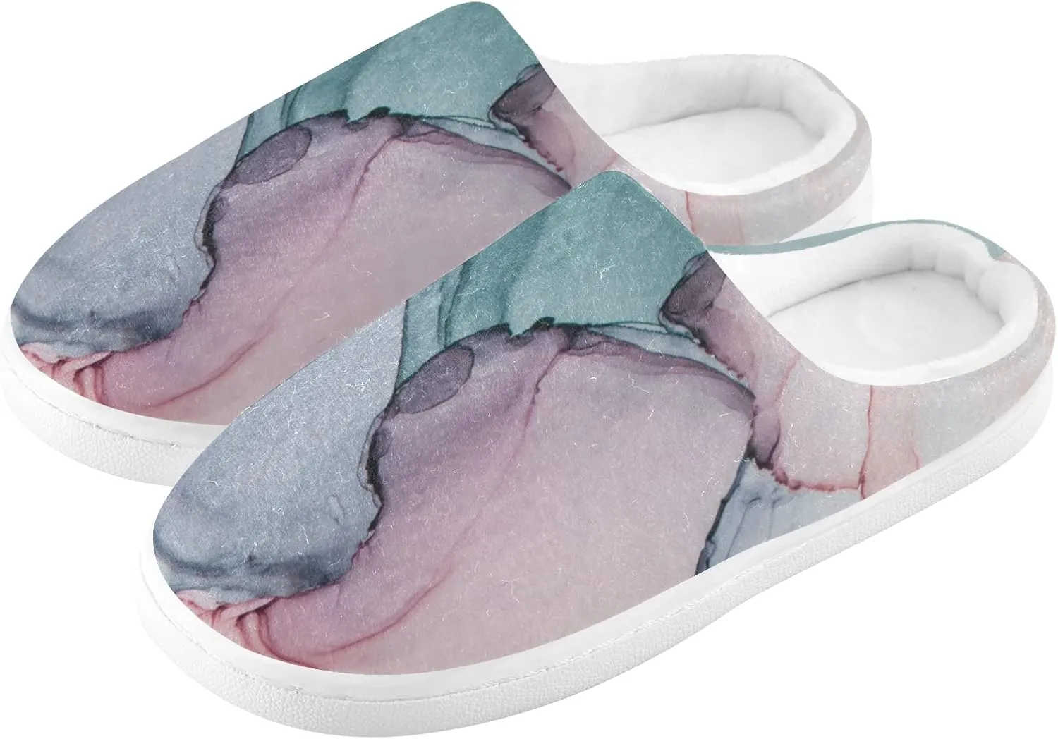 Unisex Memory Foam House Slippers Non-Skid Soft Warm Sole Coral Fleece Slip-on Closed Toe Hand Free Shoes for Bedroom Travel 6-17