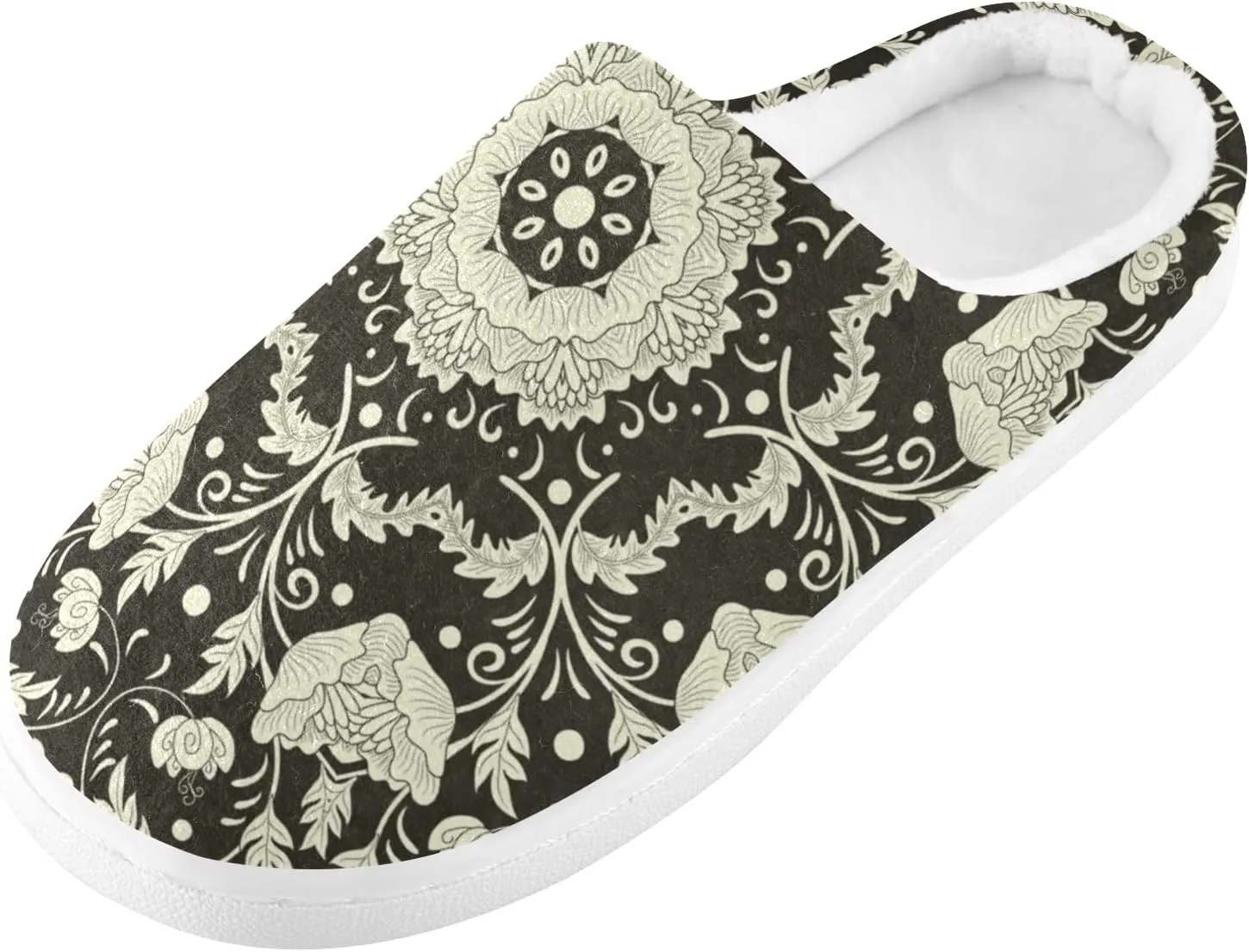 Unisex Memory Foam House Slippers Non-Skid Soft Warm Sole Coral Fleece Slip-on Closed Toe Hand Free Shoes for Bedroom Travel 6-17