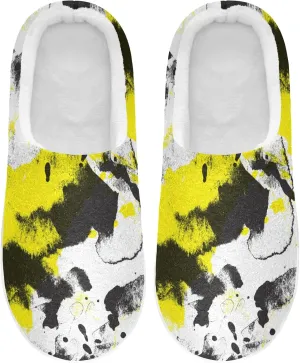Unisex Memory Foam House Slippers Non-Skid Soft Warm Sole Coral Fleece Slip-on Closed Toe Hand Free Shoes for Bedroom Travel 6-17