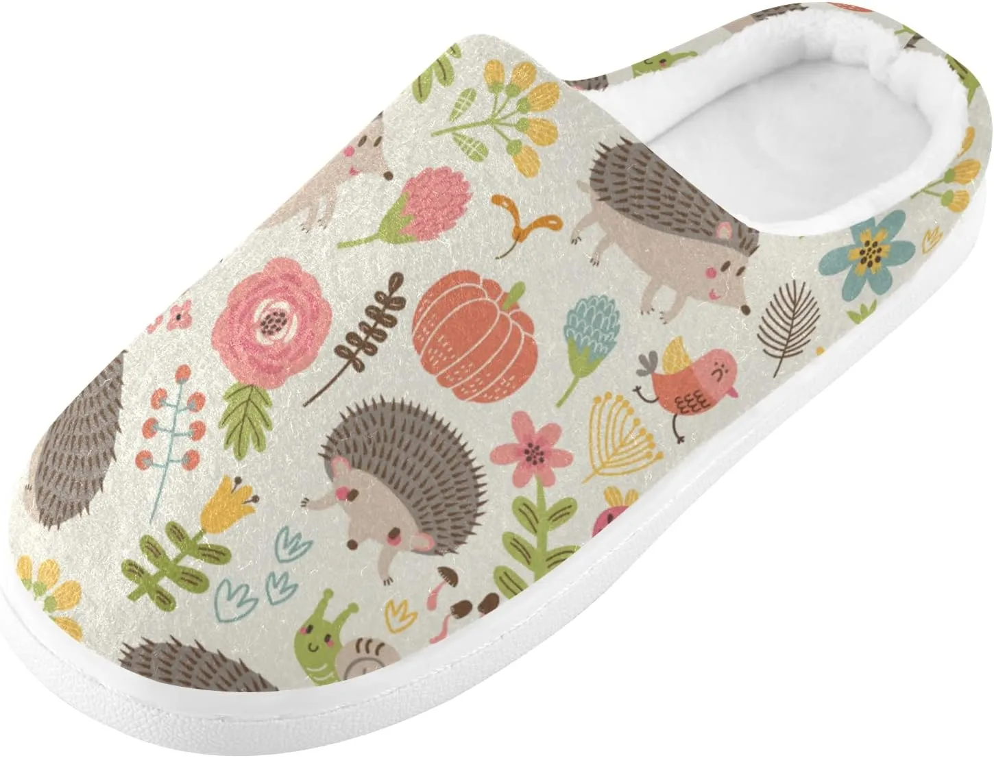 Unisex Memory Foam House Slippers Non-Skid Soft Warm Sole Coral Fleece Slip-on Closed Toe Hand Free Shoes for Bedroom Travel 6-17