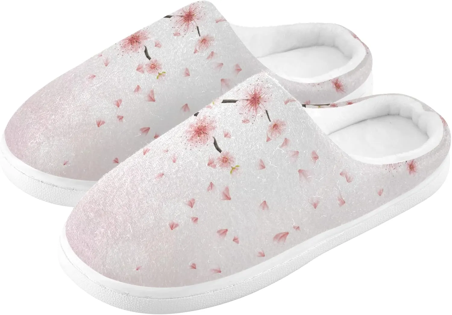 Unisex Memory Foam House Slippers Non-Skid Soft Warm Sole Coral Fleece Slip-on Closed Toe Hand Free Shoes for Bedroom Travel 6-17