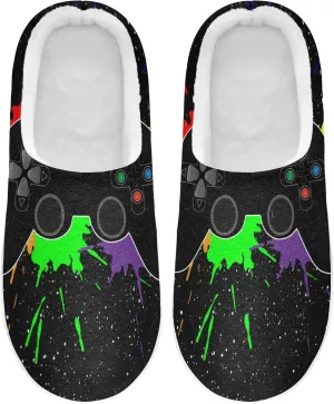 Unisex Memory Foam House Slippers Non-Skid Soft Warm Sole Coral Fleece Slip-on Closed Toe Hand Free Shoes for Bedroom Travel 6-17