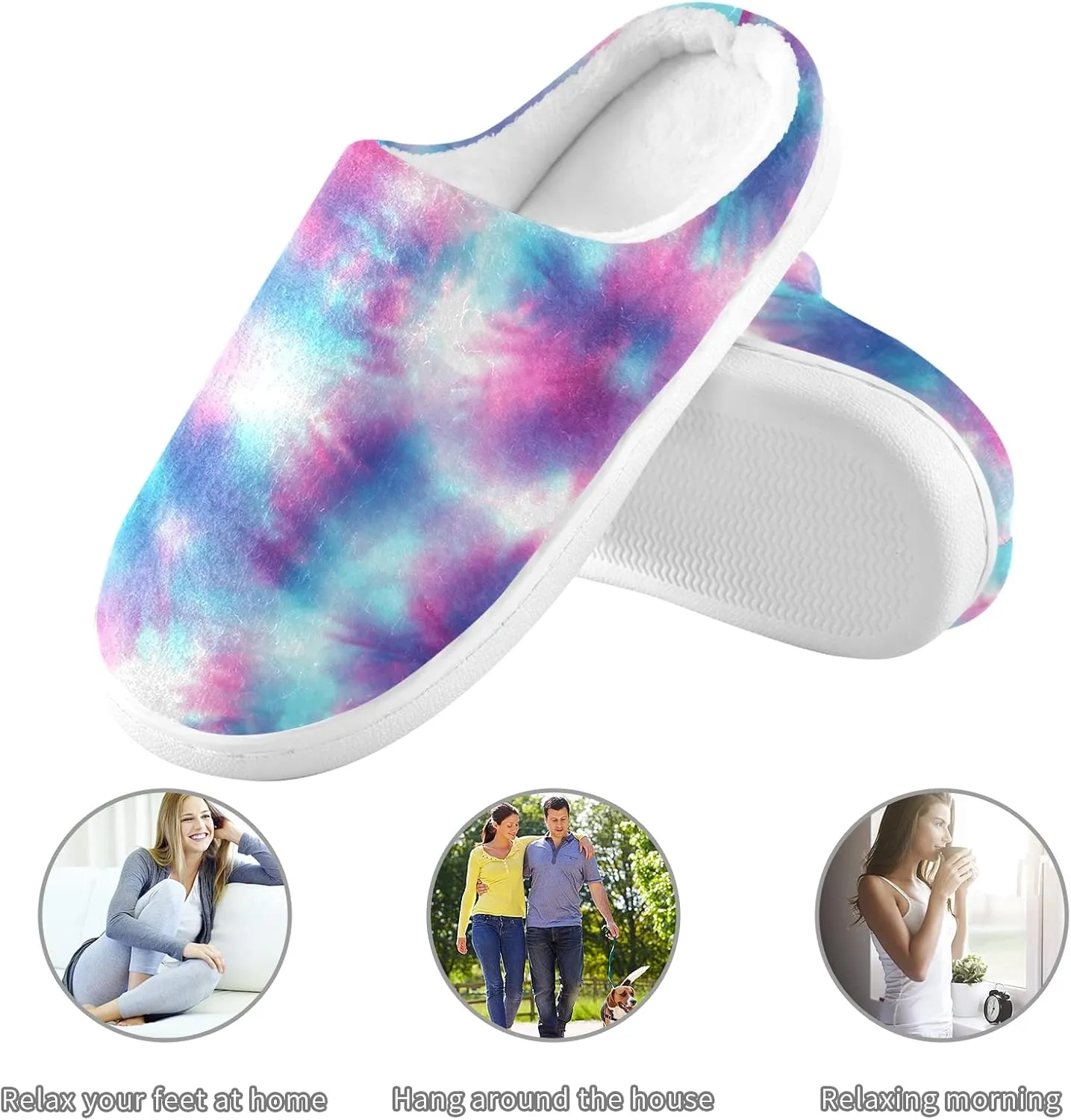 Unisex Memory Foam House Slippers Non-Skid Soft Warm Sole Coral Fleece Slip-on Closed Toe Hand Free Shoes for Bedroom Travel 6-17