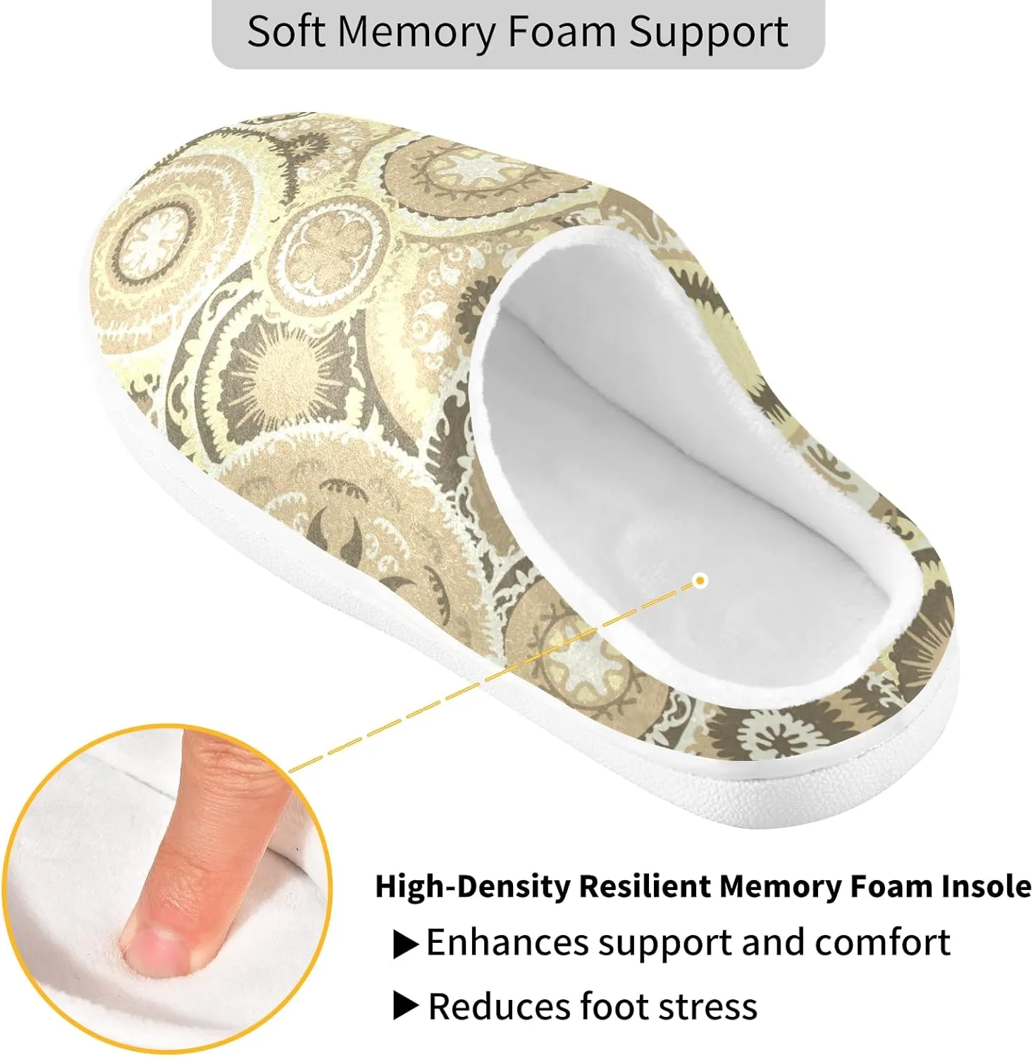 Unisex Memory Foam House Slippers Non-Skid Soft Warm Sole Coral Fleece Slip-on Closed Toe Hand Free Shoes for Bedroom Travel 6-17