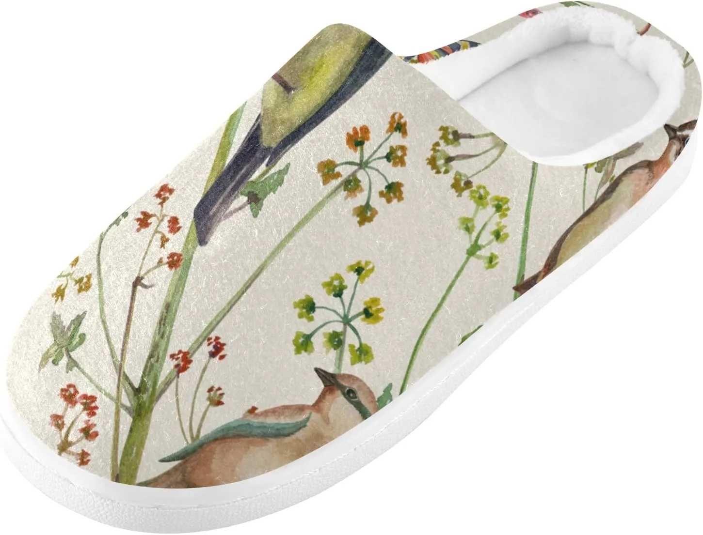 Unisex Memory Foam House Slippers Non-Skid Soft Warm Sole Coral Fleece Slip-on Closed Toe Hand Free Shoes for Bedroom Travel 6-17