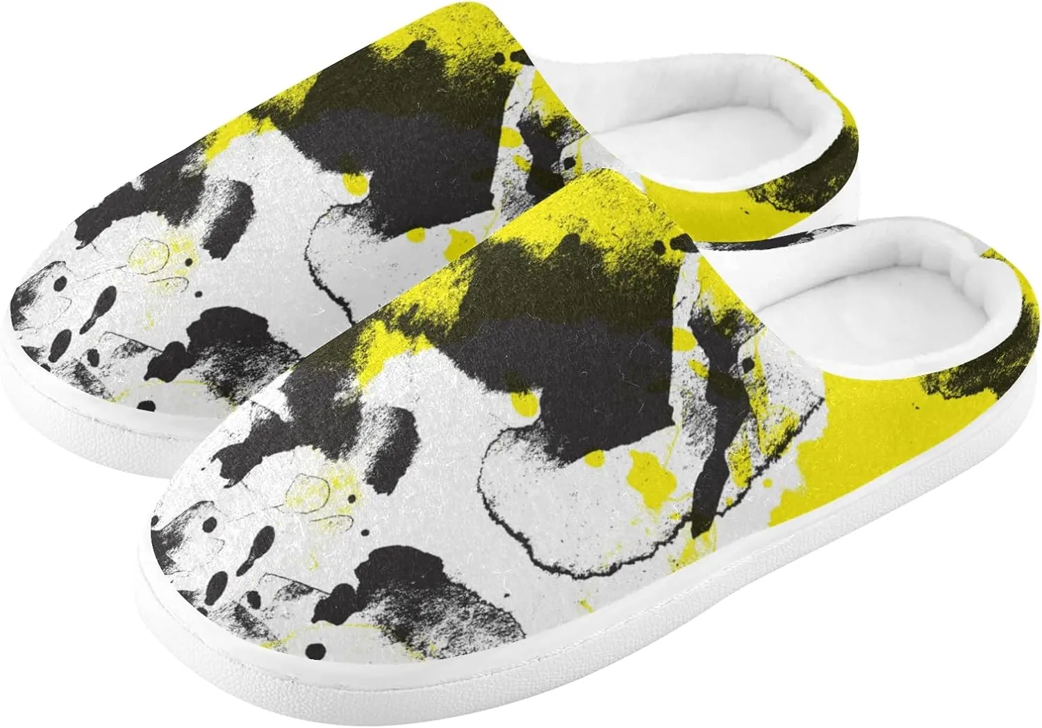 Unisex Memory Foam House Slippers Non-Skid Soft Warm Sole Coral Fleece Slip-on Closed Toe Hand Free Shoes for Bedroom Travel 6-17