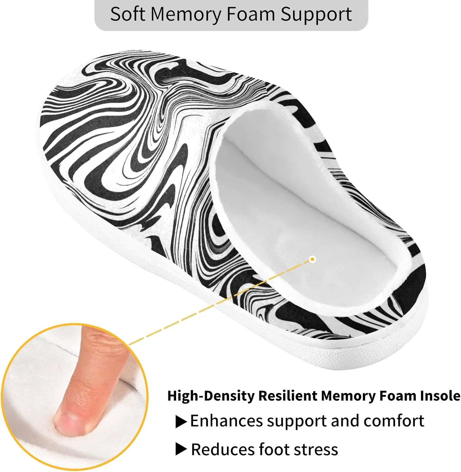 Unisex Memory Foam House Slippers Non-Skid Soft Warm Sole Coral Fleece Slip-on Closed Toe Hand Free Shoes for Bedroom Travel 6-17