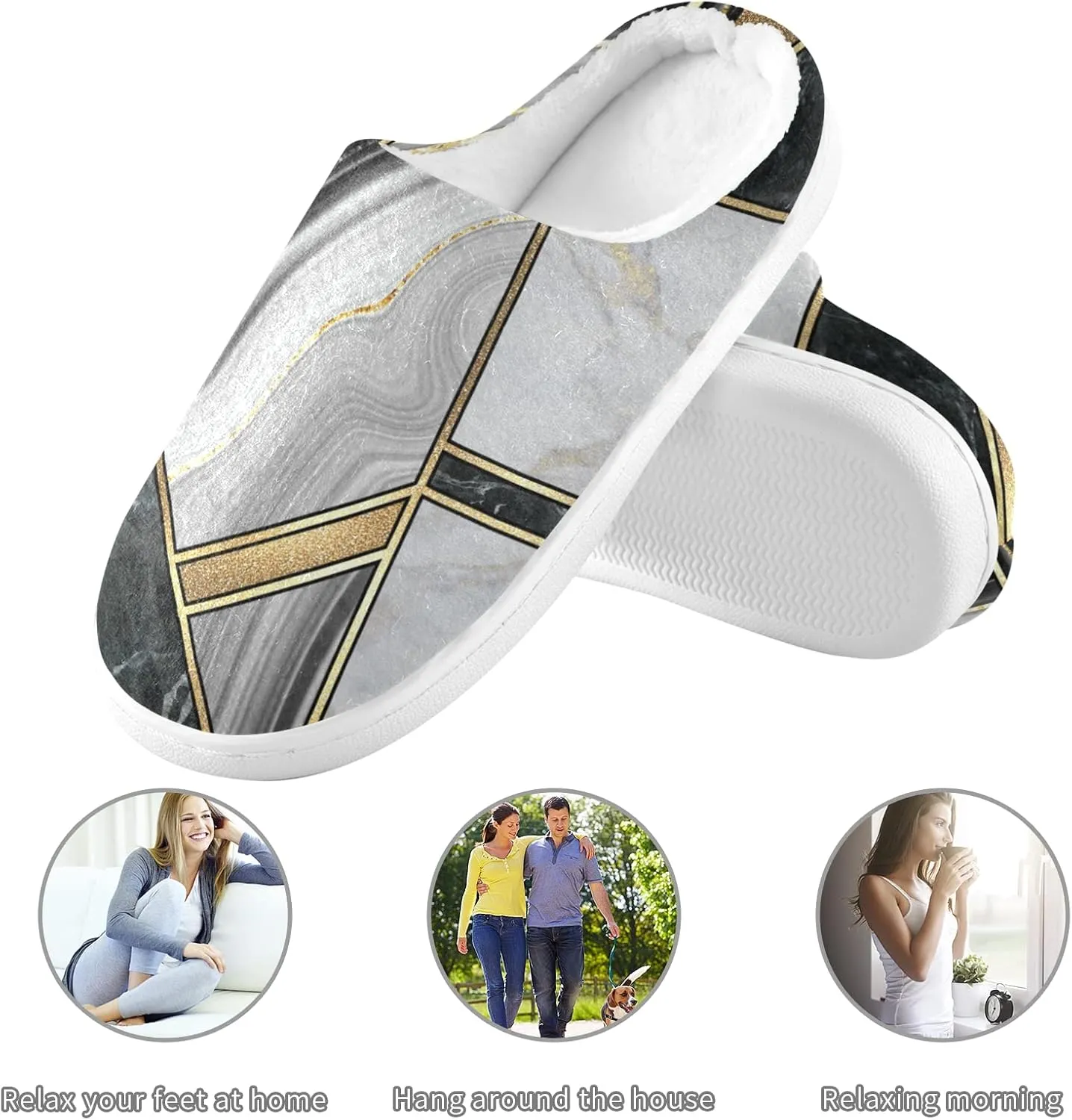 Unisex Memory Foam House Slippers Non-Skid Soft Warm Sole Coral Fleece Slip-on Closed Toe Hand Free Shoes for Bedroom Travel 6-17
