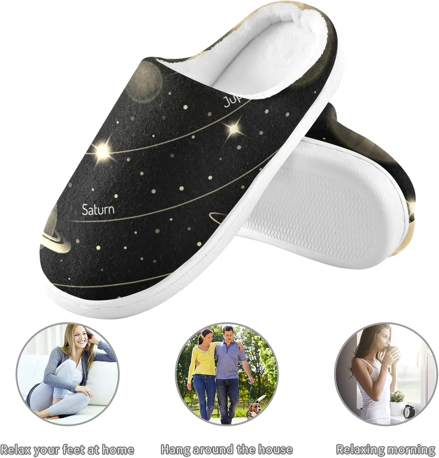 Unisex Memory Foam House Slippers Non-Skid Soft Warm Sole Coral Fleece Slip-on Closed Toe Hand Free Shoes for Bedroom Travel 6-17