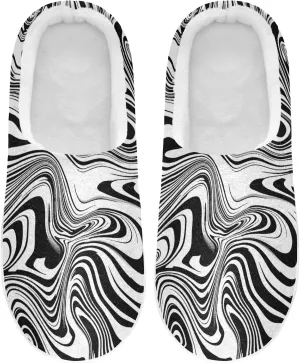 Unisex Memory Foam House Slippers Non-Skid Soft Warm Sole Coral Fleece Slip-on Closed Toe Hand Free Shoes for Bedroom Travel 6-17