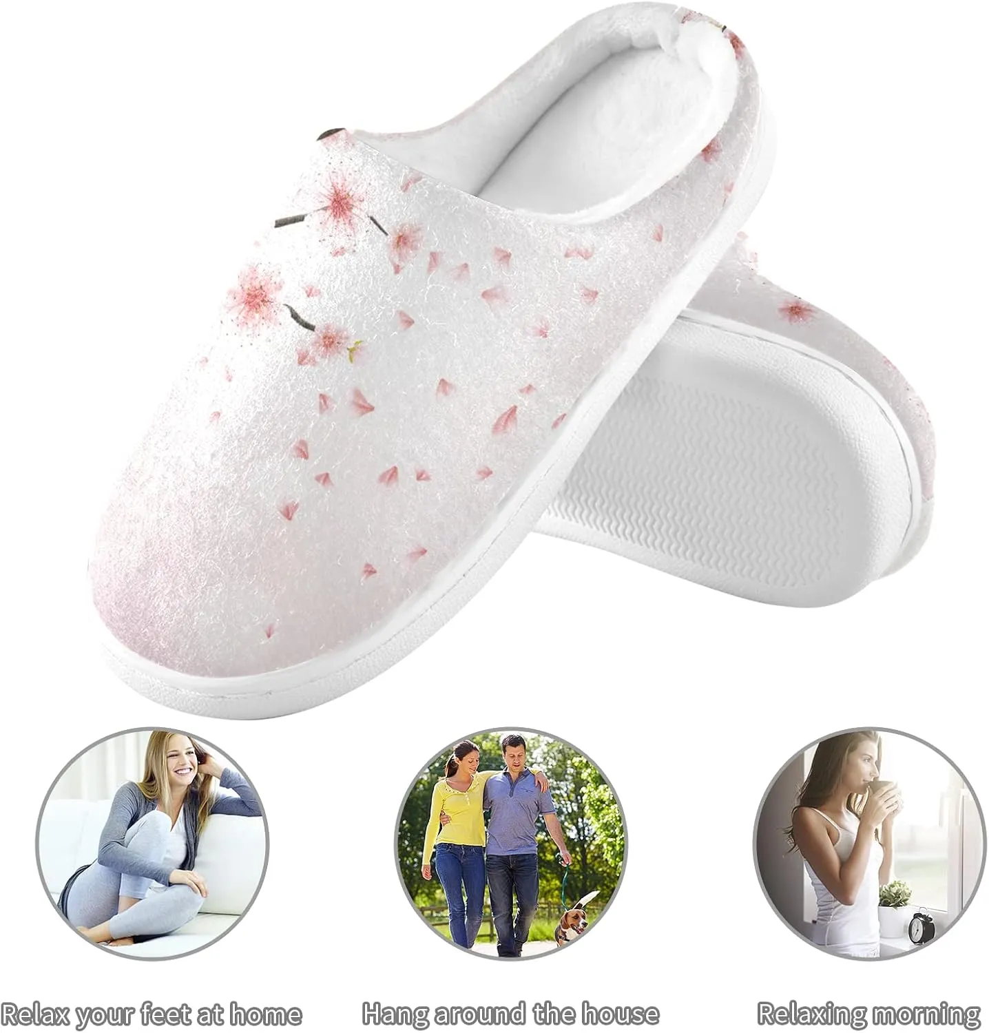 Unisex Memory Foam House Slippers Non-Skid Soft Warm Sole Coral Fleece Slip-on Closed Toe Hand Free Shoes for Bedroom Travel 6-17