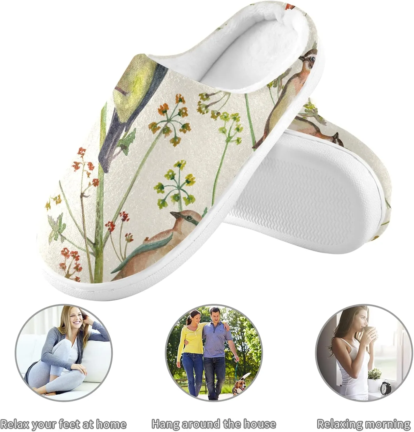 Unisex Memory Foam House Slippers Non-Skid Soft Warm Sole Coral Fleece Slip-on Closed Toe Hand Free Shoes for Bedroom Travel 6-17