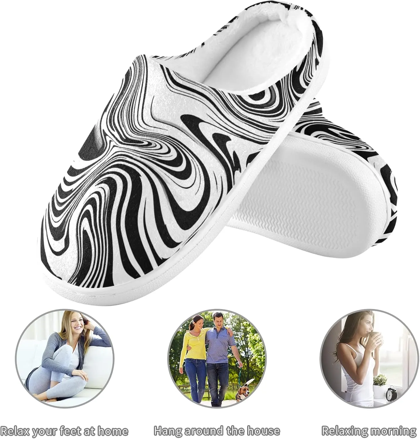 Unisex Memory Foam House Slippers Non-Skid Soft Warm Sole Coral Fleece Slip-on Closed Toe Hand Free Shoes for Bedroom Travel 6-17