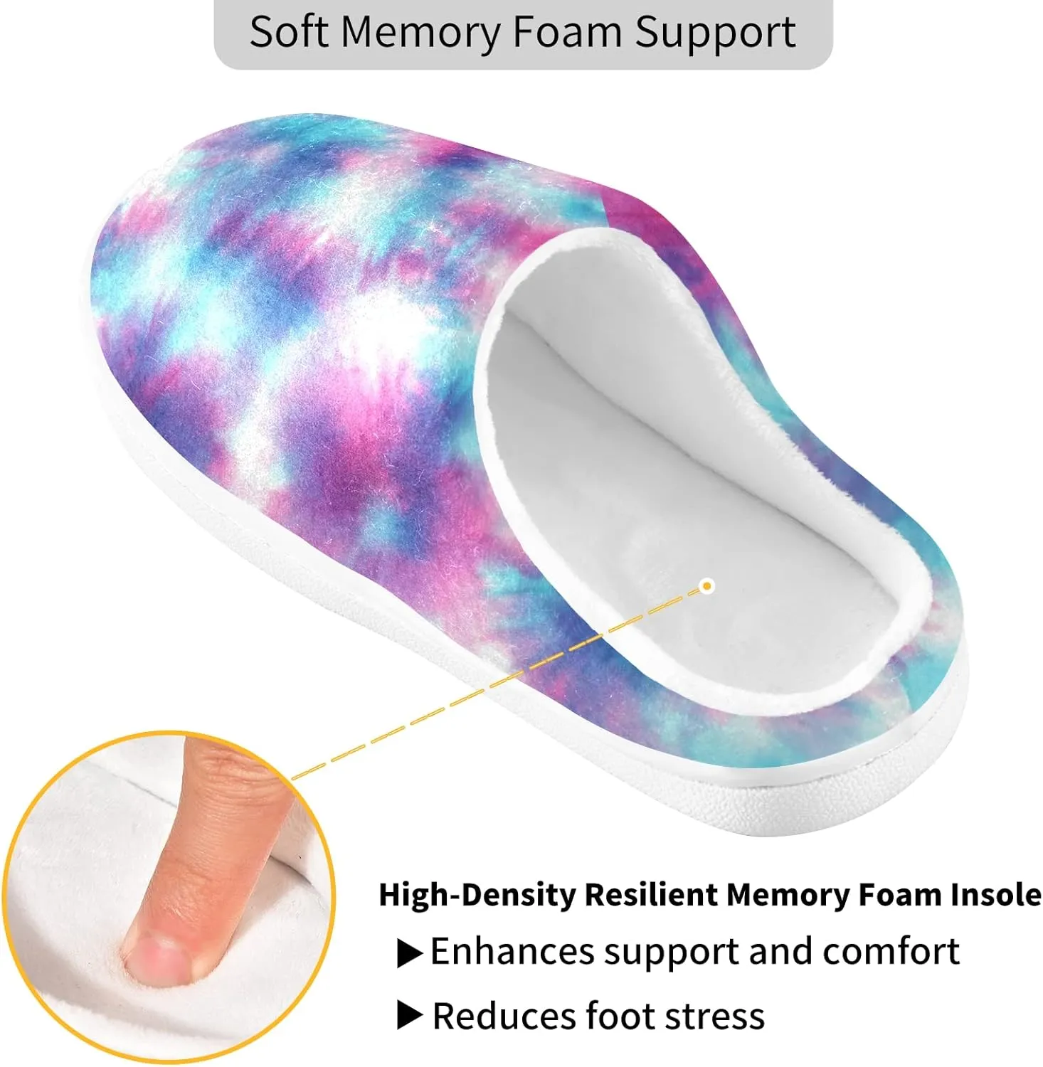 Unisex Memory Foam House Slippers Non-Skid Soft Warm Sole Coral Fleece Slip-on Closed Toe Hand Free Shoes for Bedroom Travel 6-17