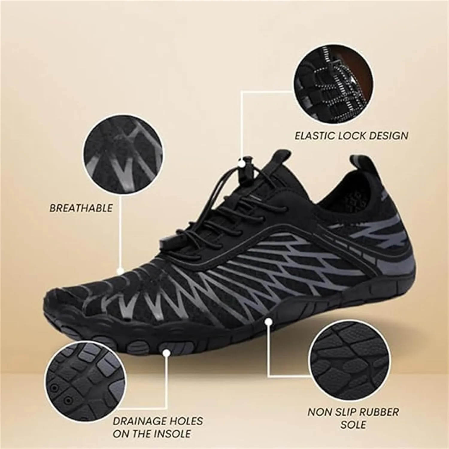 Unisex Trail Barefoot Running Shoes, Hiking Waterproof Trail Knit Trainers Fitness Fivefinger Toe Shoes for Women Men