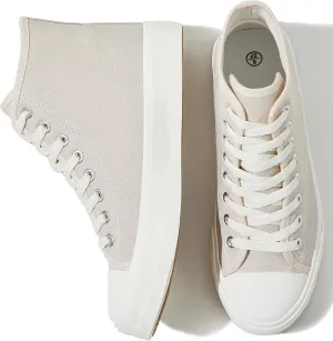 Uoidru High Top Sneakers for Women Canvas Shoes White Canvas High Tops Women Casual Shoes Lace Up Fashion Sneakers