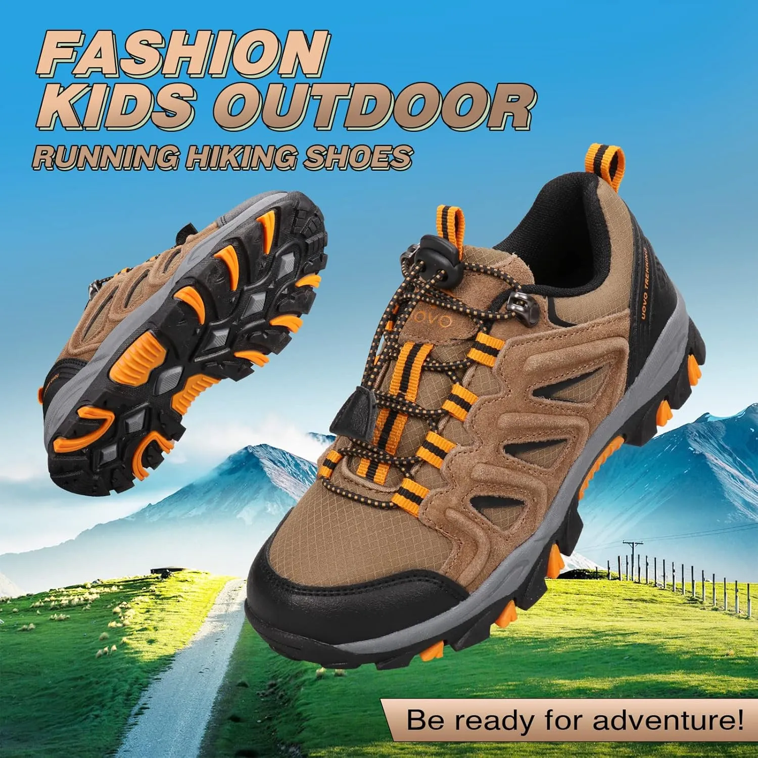 UOVO Boys Shoes Boys Sneakers Boys Tennis Running Shoes Waterproof Hiking Shoes Kids Athletic Outdoor Sneakers Slip Resistant(Little/Big Boys)
