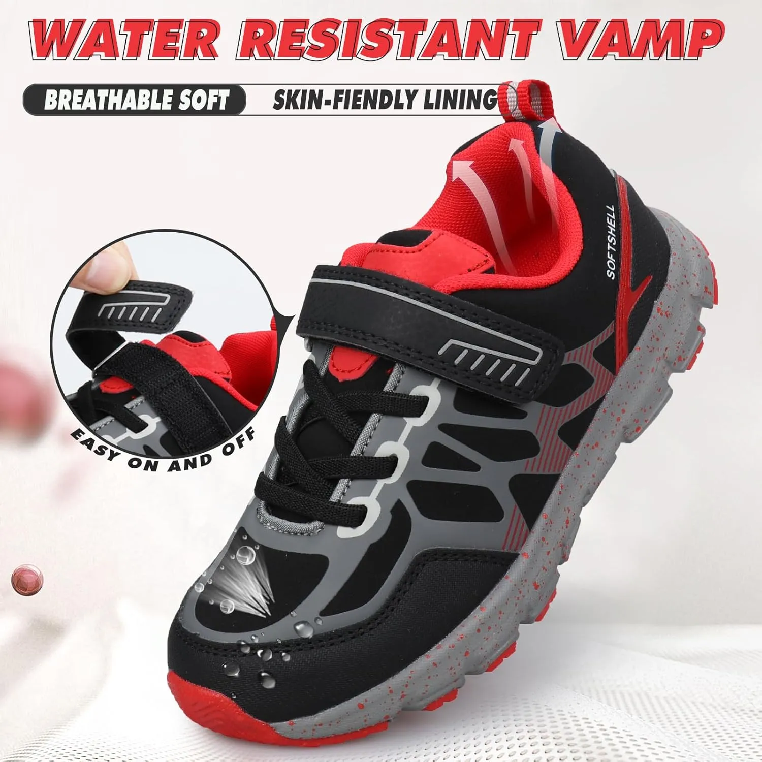 UOVO Boys Shoes Water Resistant Hiking Boots Kids Outdoor Walking Shoes Non Slip Ankle Athletic Sneaker Anti Collision Size 9.5 Toddler to 4.5 Big Kids
