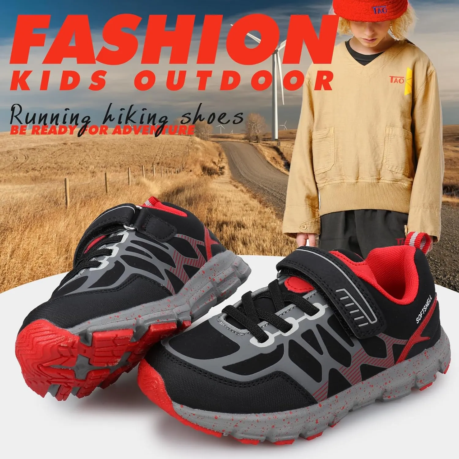 UOVO Boys Shoes Water Resistant Hiking Boots Kids Outdoor Walking Shoes Non Slip Ankle Athletic Sneaker Anti Collision Size 9.5 Toddler to 4.5 Big Kids