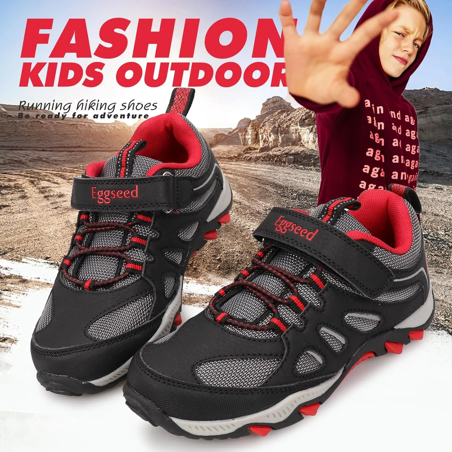 UOVO Boys Shoes Water Resistant Hiking Boots Kids Outdoor Walking Shoes Non Slip Ankle Athletic Sneaker Anti Collision Size 9.5 Toddler to 4.5 Big Kids