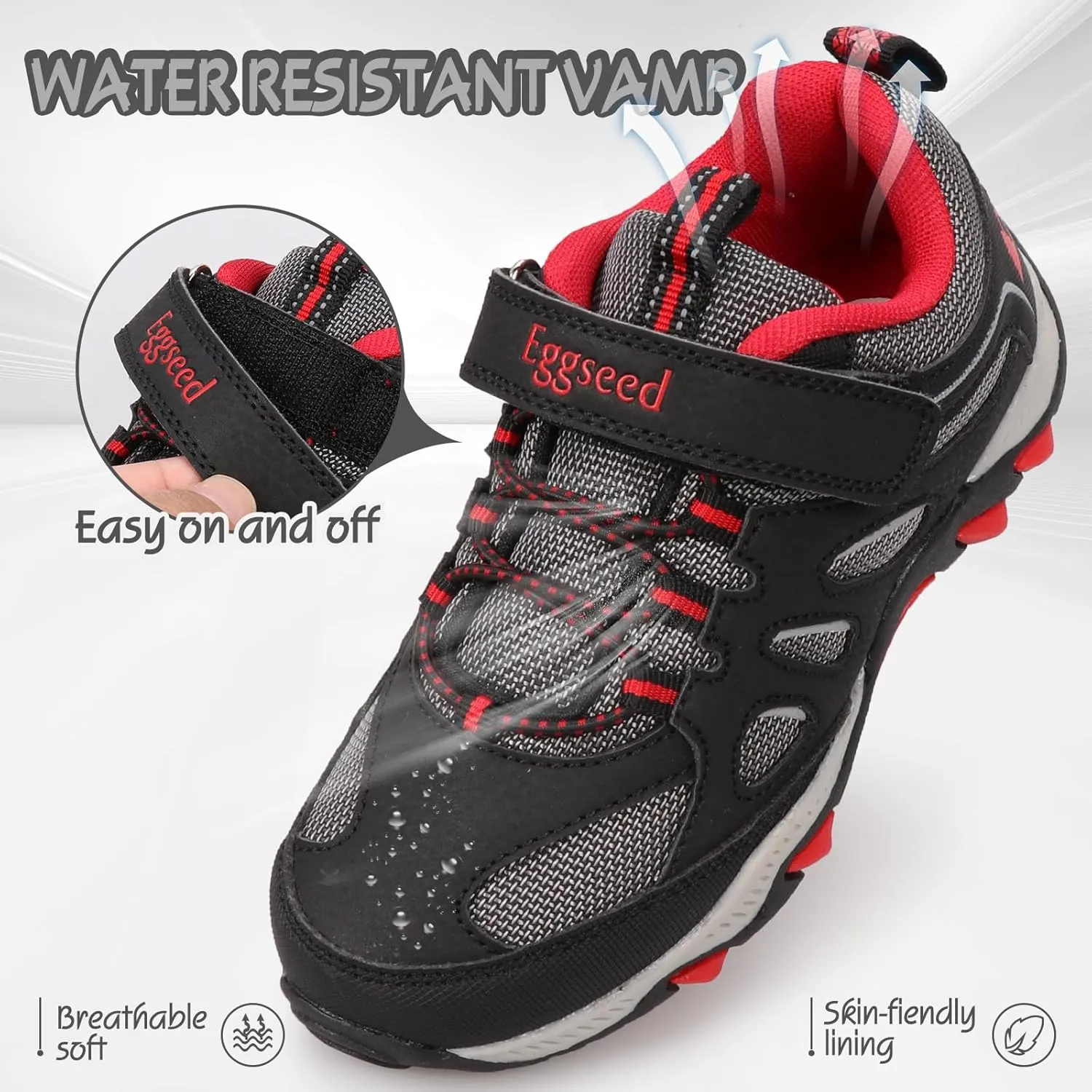 UOVO Boys Shoes Water Resistant Hiking Boots Kids Outdoor Walking Shoes Non Slip Ankle Athletic Sneaker Anti Collision Size 9.5 Toddler to 4.5 Big Kids