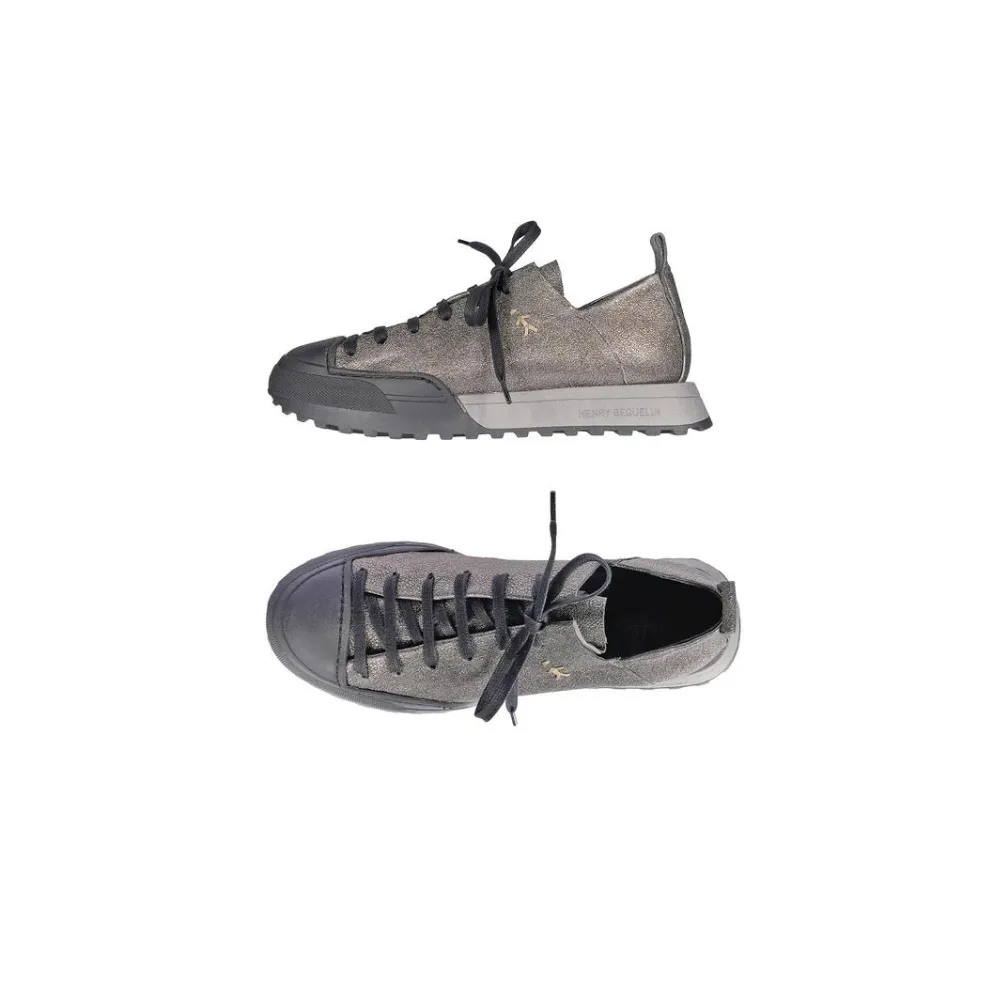 Vegetal Lamè sneaker in Piombo