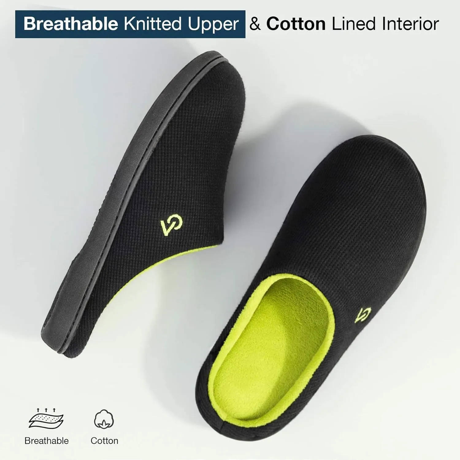 VeraCosy Men's Two-Tone Memory Foam House Slippers Indoor Outdoor Durable Rubber Sole