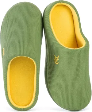 VeraCosy Women's Two-Tone Slippers Soft Comfy Knit Memory Foam Non-slip Indoor House Shoes