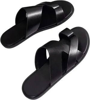Verdusa Men's Casual Crisscross Leather Flip Flops Thong Sandals