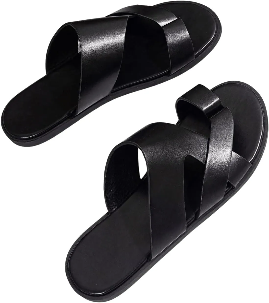 Verdusa Men's Casual Crisscross Leather Flip Flops Thong Sandals