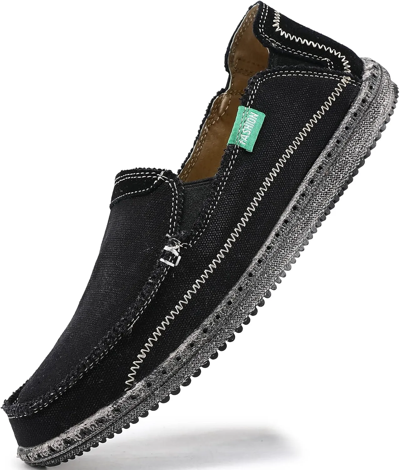 VILOCY Mens Slip on Deck Shoes Zero Drop Casual Canvas Loafer Vintage Flat Boat Shoes