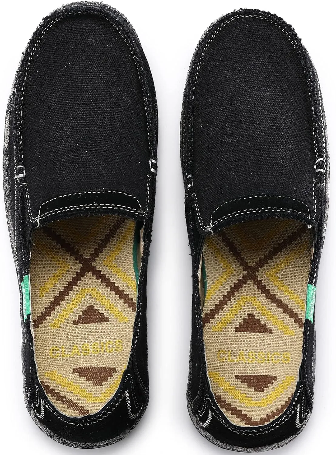 VILOCY Mens Slip on Deck Shoes Zero Drop Casual Canvas Loafer Vintage Flat Boat Shoes