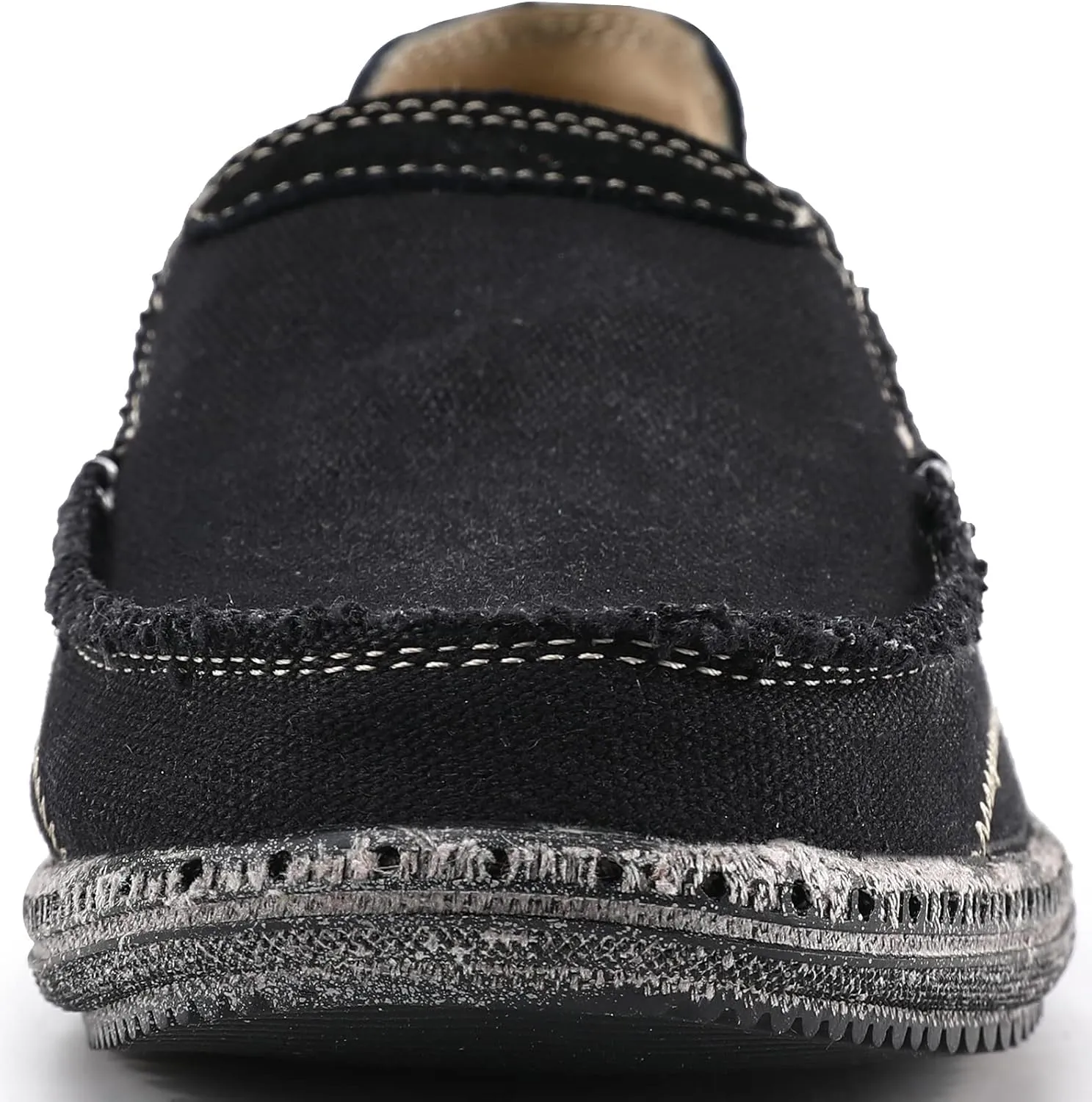 VILOCY Mens Slip on Deck Shoes Zero Drop Casual Canvas Loafer Vintage Flat Boat Shoes
