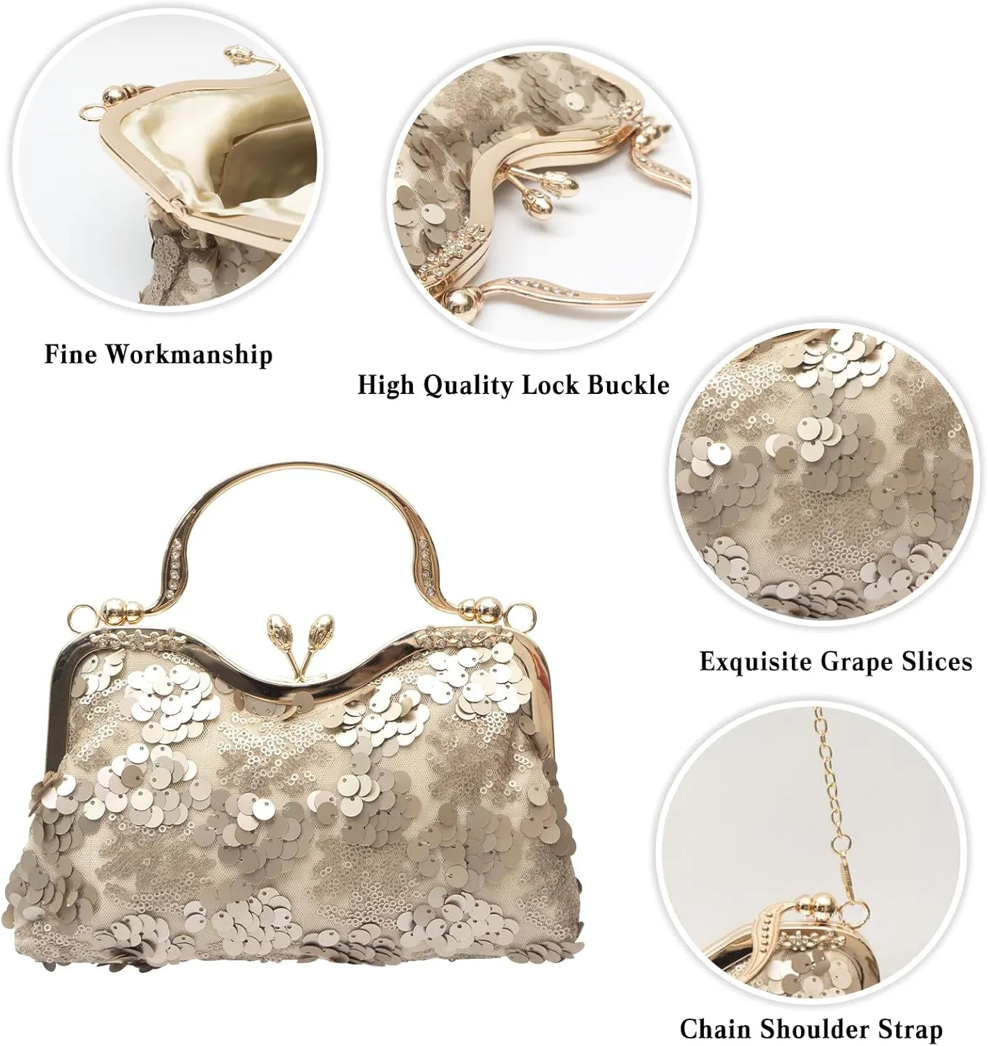 Vintage 1920s Evening Bag for Women Velvet Clutch Bag Sparkly Sequin Handbag Bridal Wedding Purse