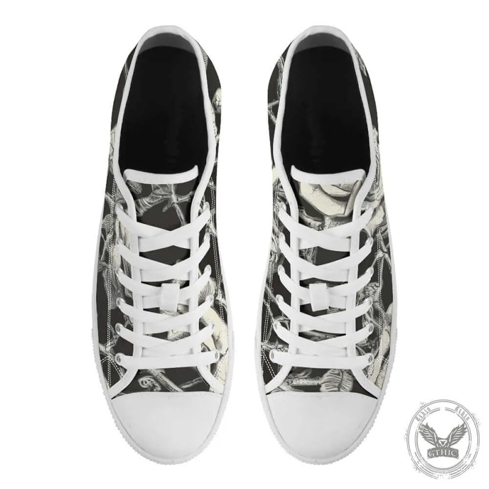 Vintage Darkthorn Rose Print Canvas Shoes