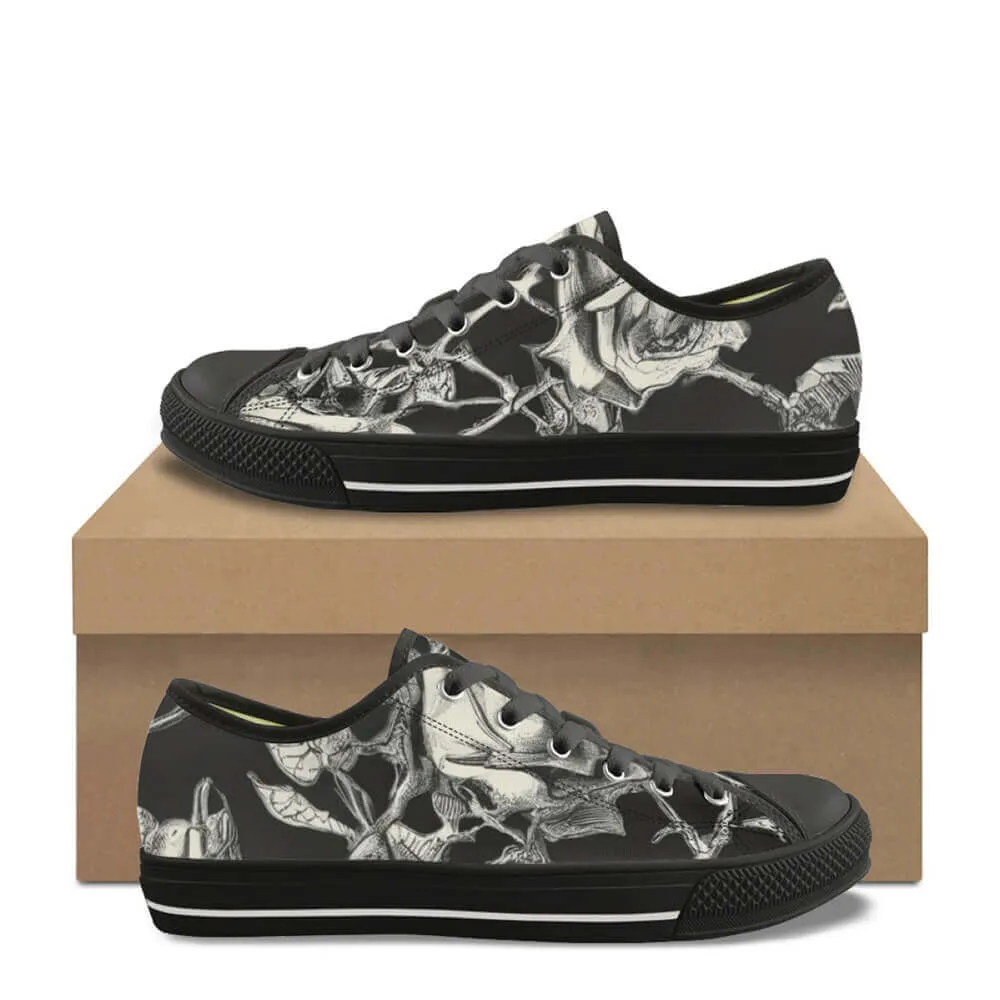 Vintage Darkthorn Rose Print Canvas Shoes