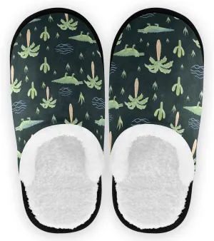 visesunny Crocodile Cartoon Style Cozy Fuzzy Womens Memory Foam House Slippers Plush Fleece Indoor Outdoor Slipper