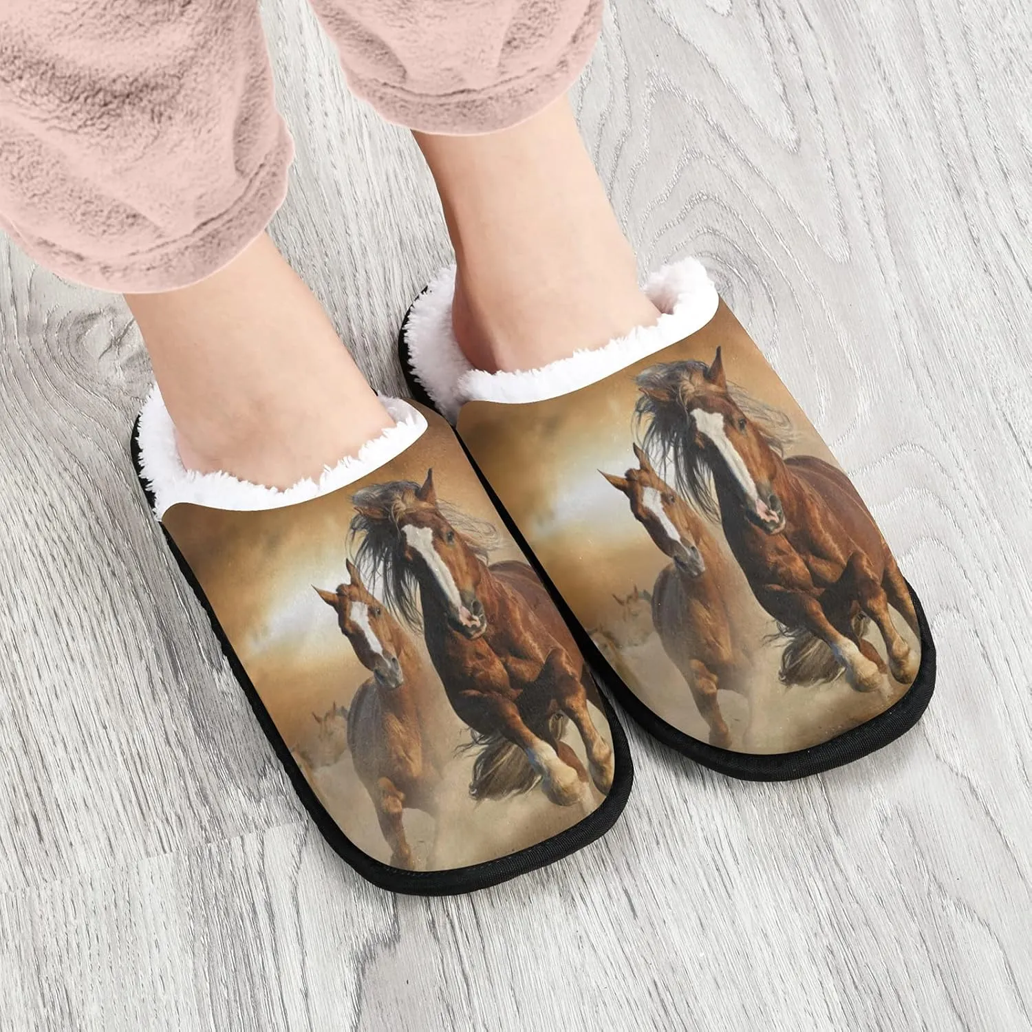 visesunny Slippers for Women Mens Funny Winter Warm Memory Foam Cotton Home Slippers Soft Plush Fleece Slip on House Slippers Unisex