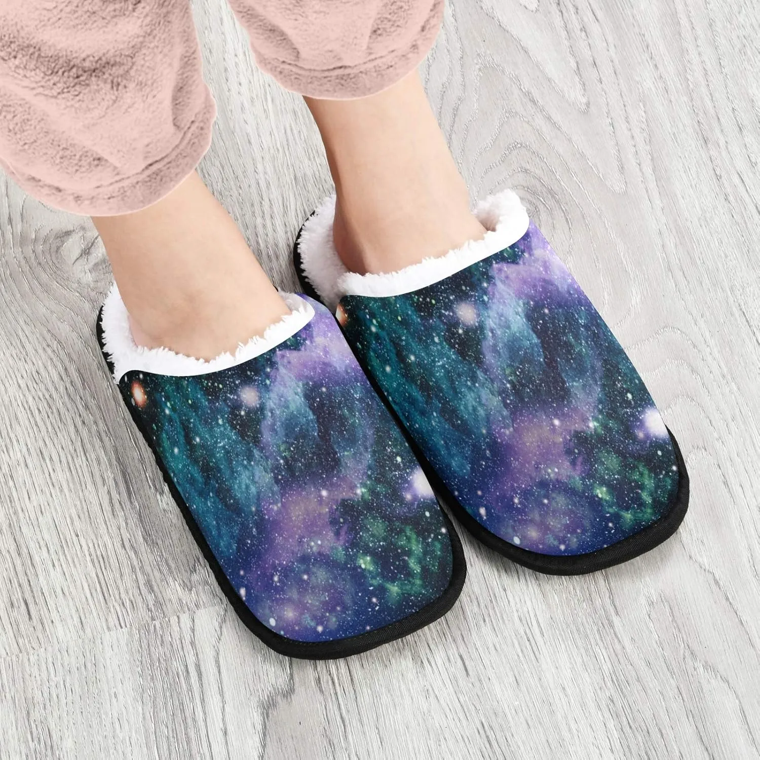 visesunny Slippers for Women Mens Stylish Foral Winter Warm Memory Foam Cotton Home Slippers Soft Plush Fleece Slip on House Slippers for Girls Indoor Outdoor Shoes