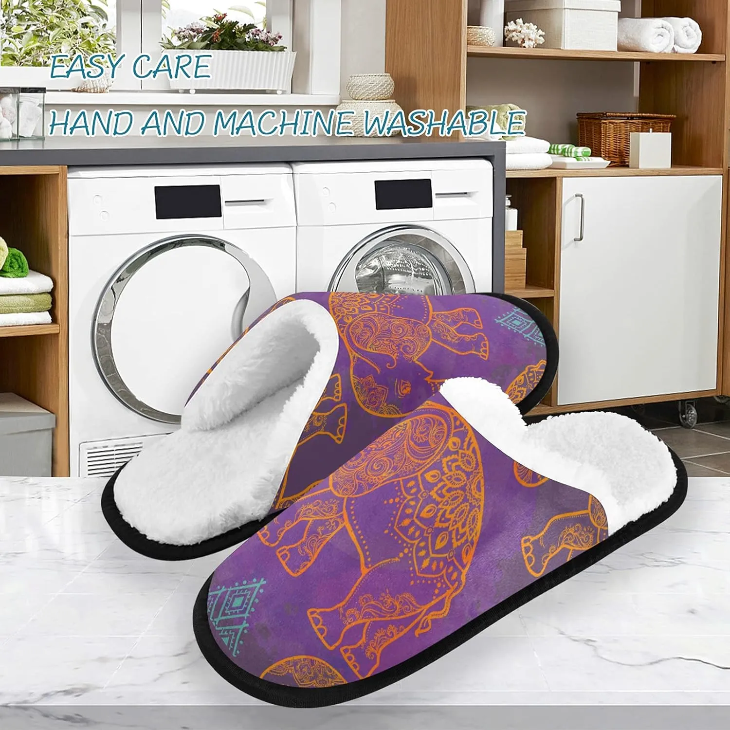 visesunny Slippers for Women Mens Stylish Foral Winter Warm Memory Foam Cotton Home Slippers Soft Plush Fleece Slip on House Slippers for Girls Indoor Outdoor Shoes