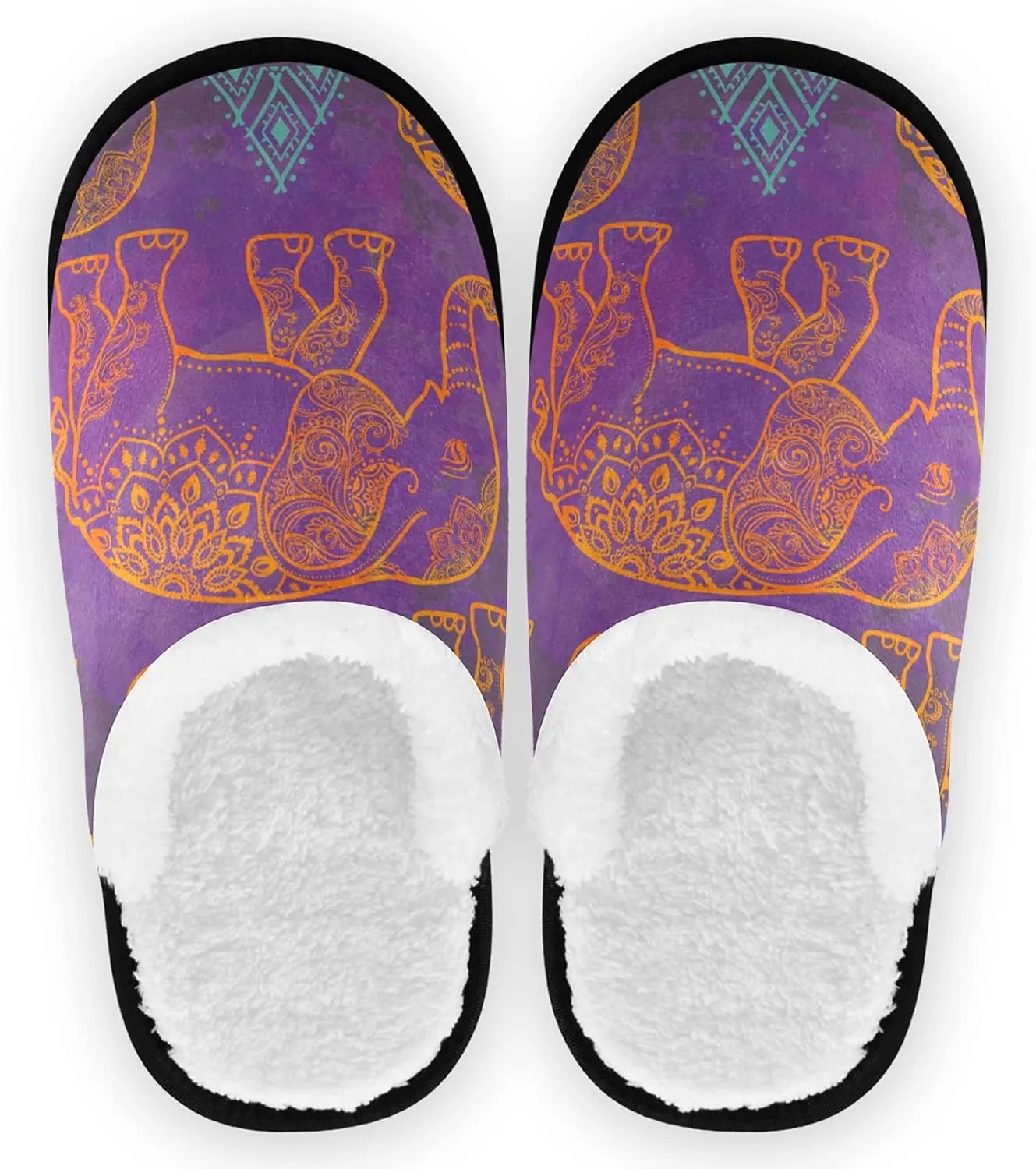 visesunny Slippers for Women Mens Stylish Foral Winter Warm Memory Foam Cotton Home Slippers Soft Plush Fleece Slip on House Slippers for Girls Indoor Outdoor Shoes